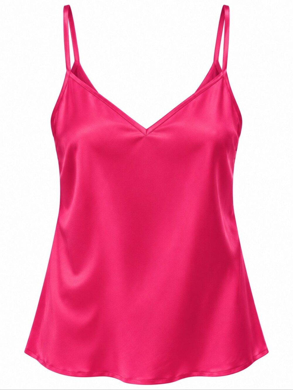 zeagoo Satin V-Neck Cami in Bright Fuchsia